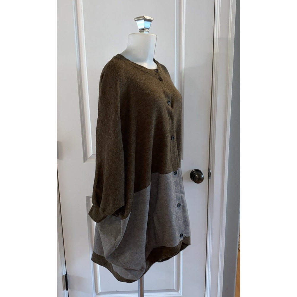 Lupilien Brown Linen Wool Button Front Shirt Jacket Lagenlook Art To Wear Size F - Picture 2 of 12